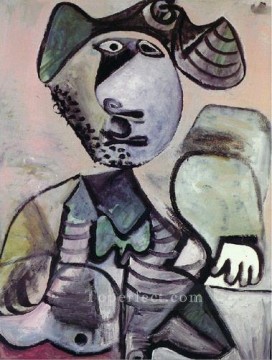  assis - Homme assis accoud Mousquetaire 1972 Cubism